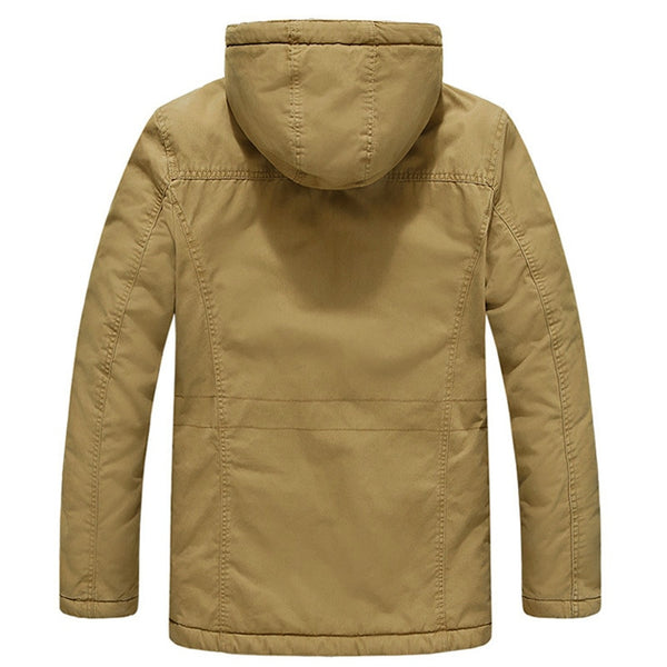 Mens Thick Hooded Military Parka-Collar Wool Liner