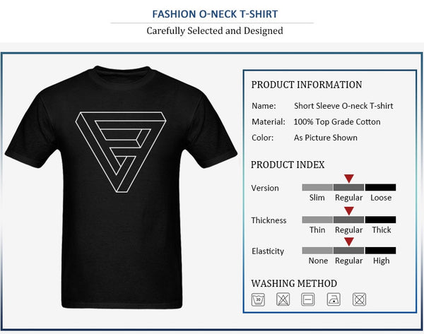 Mens Optical Illusion Impossible Penrose Triangle T-Shirt