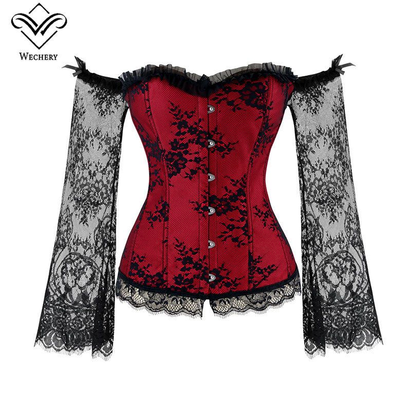 Womens Long Sleeve Lace Up Corset/Bustier