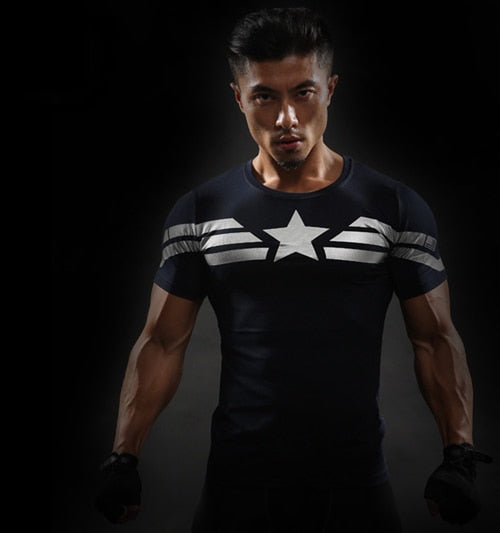 3D Compression Shirts - Captain America Superman Punisher MMA