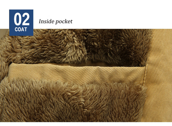 Mens Thick Hooded Military Parka-Collar Wool Liner