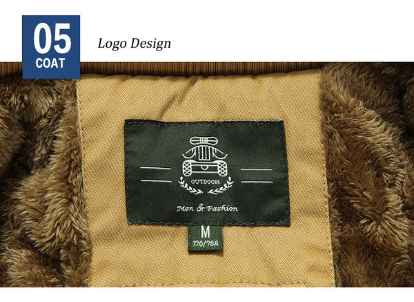 Mens Thick Hooded Military Parka-Collar Wool Liner