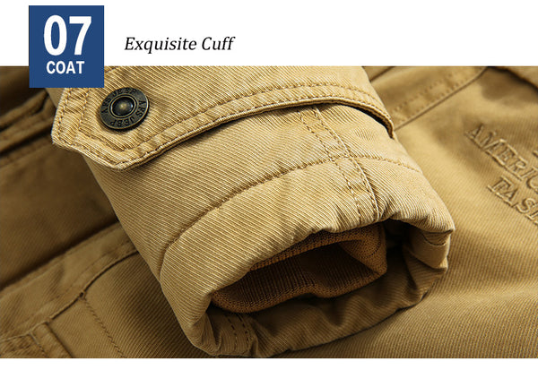 Mens Thick Hooded Military Parka-Collar Wool Liner