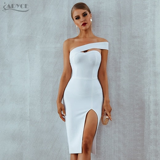Womens Elegant Sexy Bandage Dress - Black One Shoulder