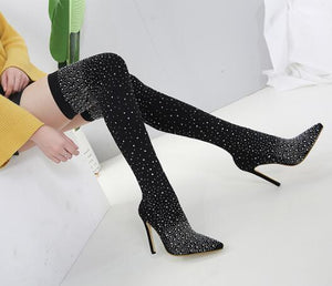 Black Thigh High Womens Boots